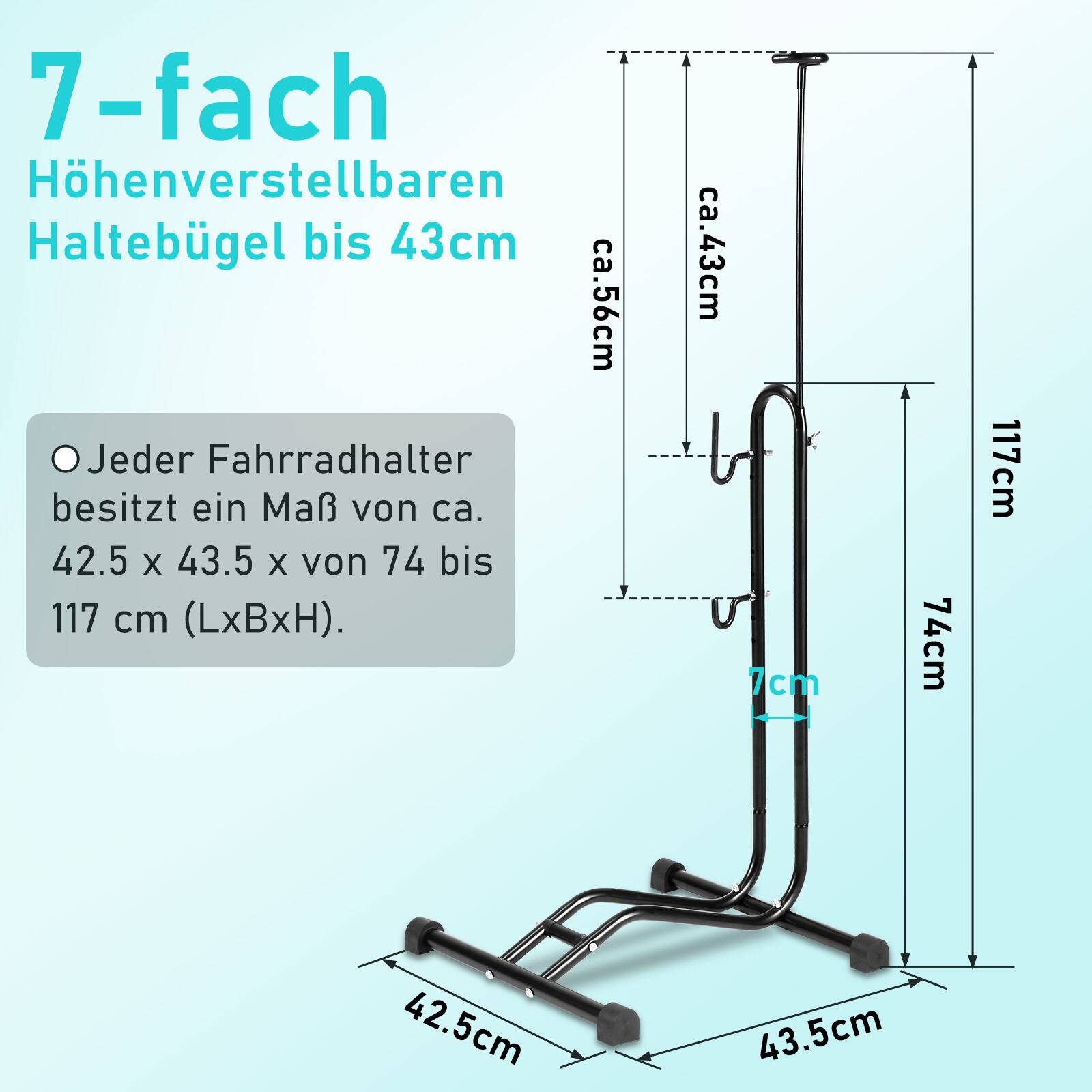 Fahrradständer Boden Fahrradhalter für Vorderrad oder Hinterrad Radständer 3 Funktionen 20 bis 27.5 Zoll