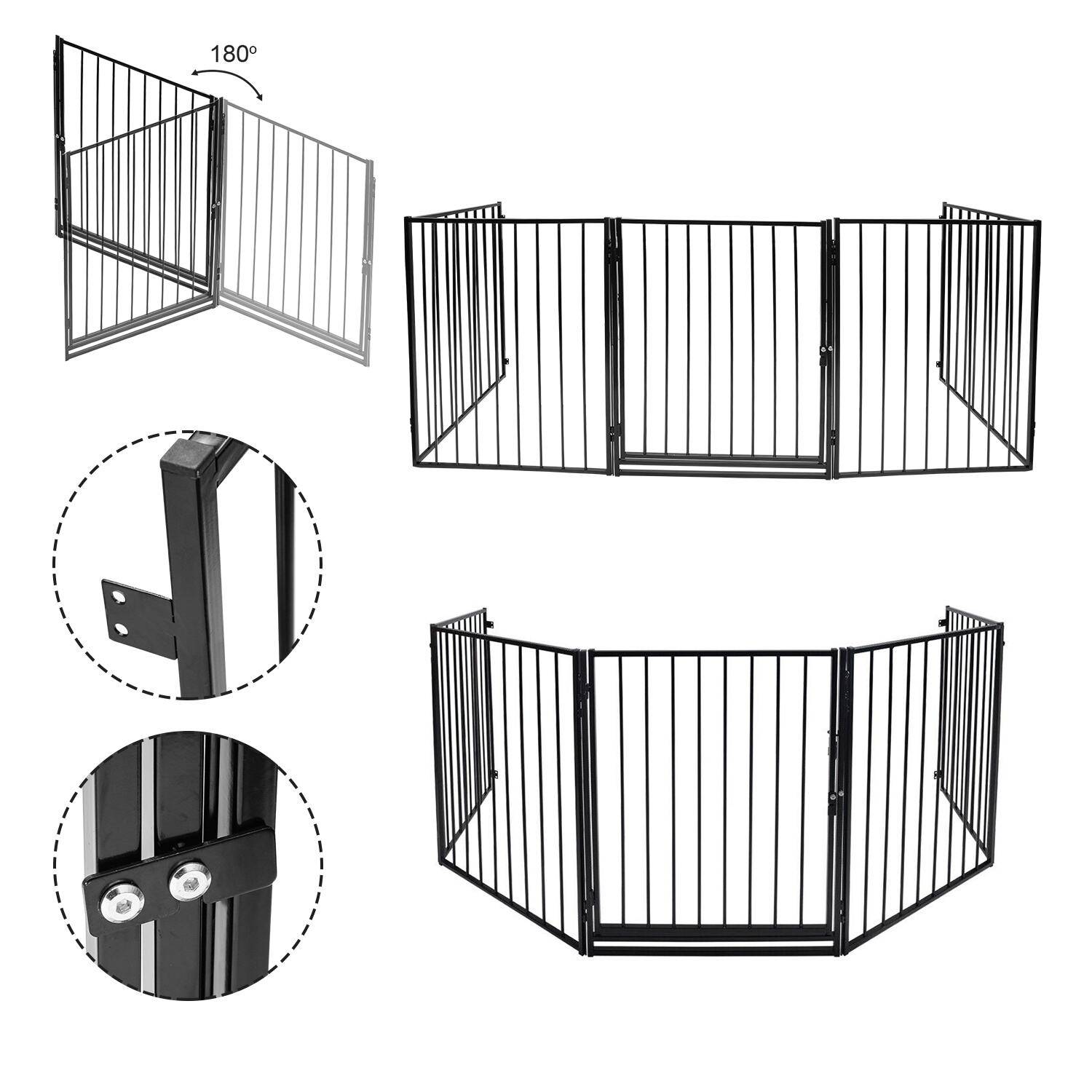 Kaminschutzgitter 5x Absperrgitter Tierschutzgitter Ofenschutzgitter Sicherheitstür 300x75cm Schwarz