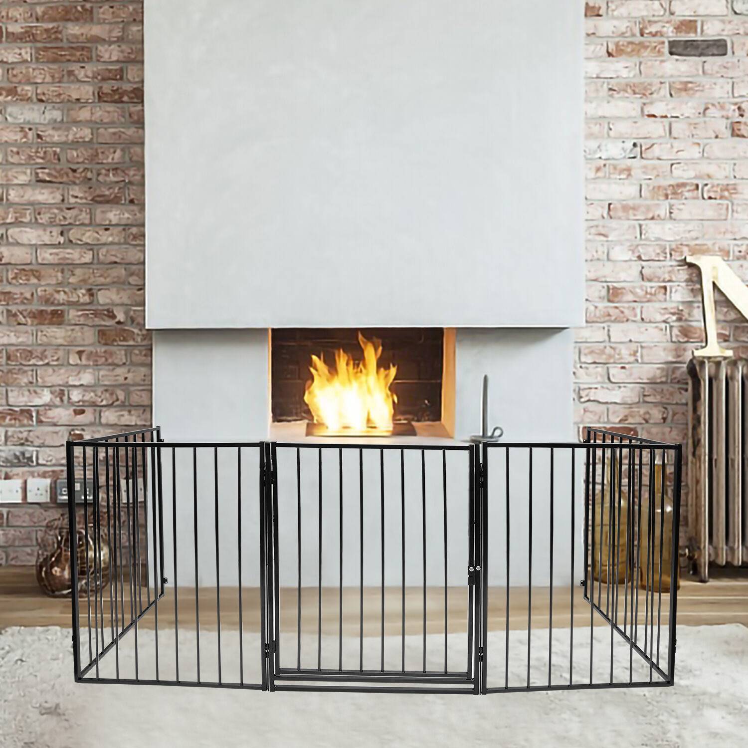 Kaminschutzgitter 5x Absperrgitter Tierschutzgitter Ofenschutzgitter Sicherheitstür 300x75cm Schwarz