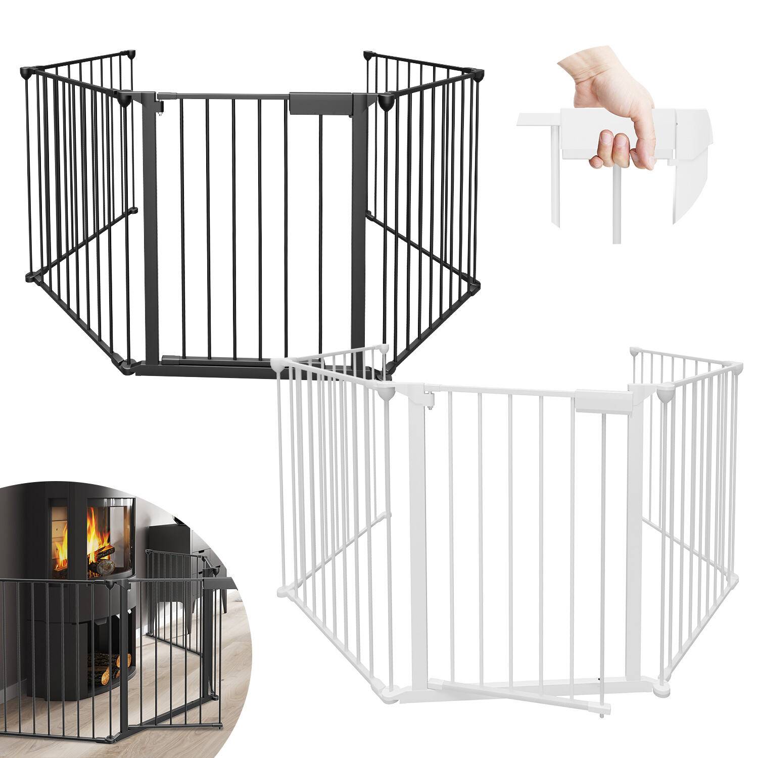 Kaminschutzgitter 5x Kamingitter 310x75cm Kinderschutzgitter Absperrgitter Schutzgitter Ofenschutzgitter Laufstall Türschutzgitter weiß