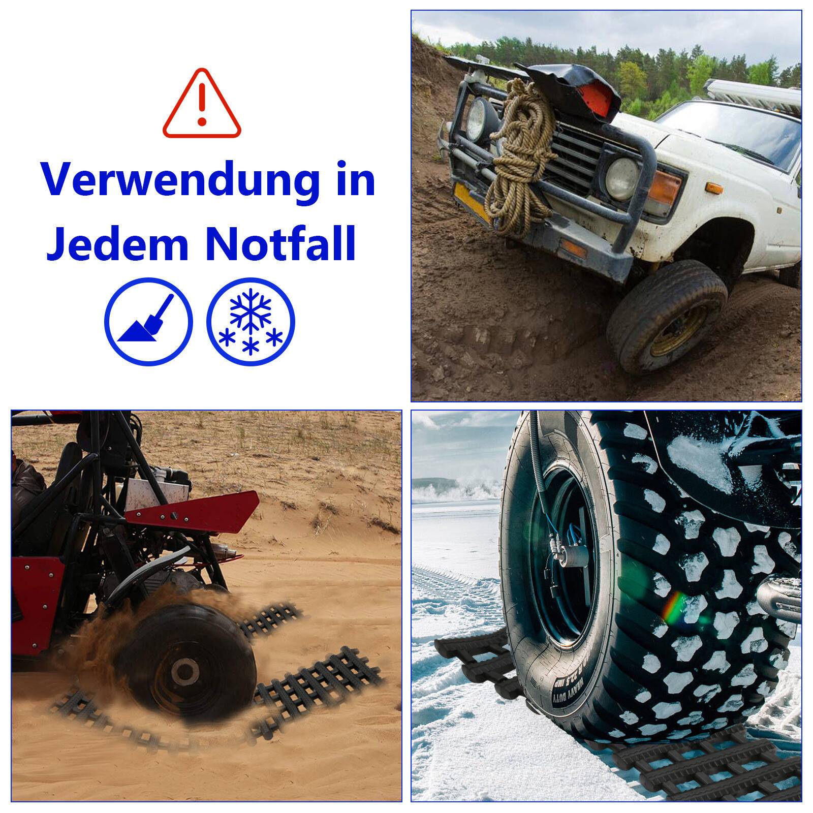 Anfahrhilfe 1x Tracks 100cm Sandbleche Last Traktionsplatte für Sand Schlamm Schnee max.3.5t