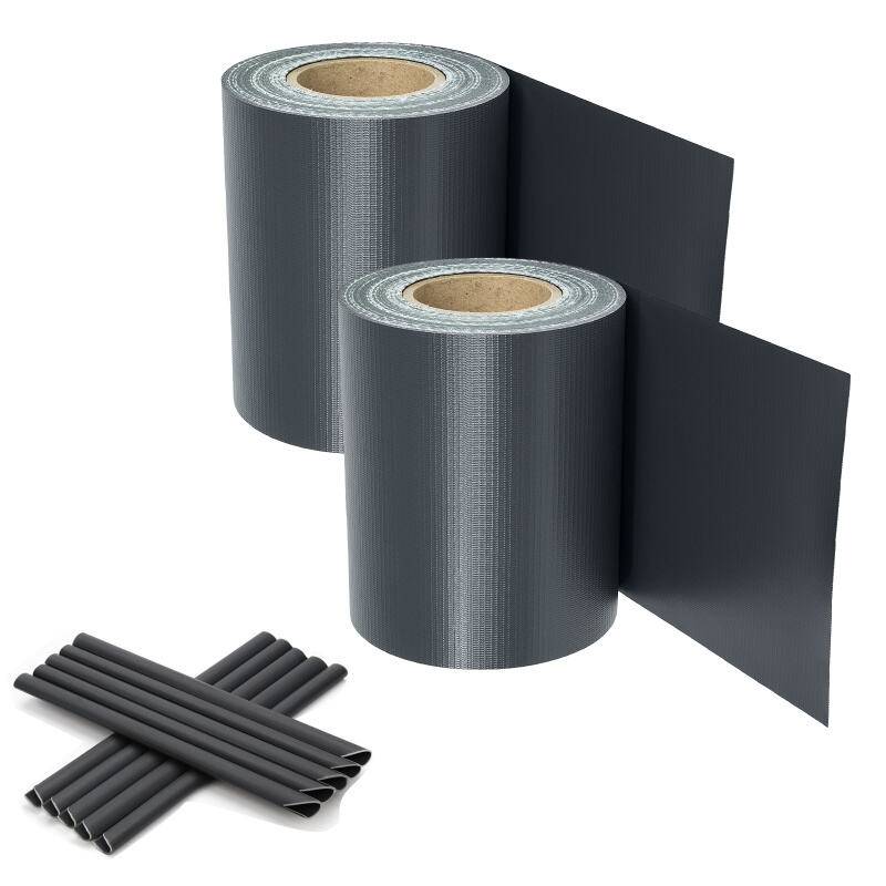 Sichtschutzstreifen Zaun Folie Blickdicht Dick PVC Doppelseitiger Reflexionsarm Sonnenschutz Sichtschutzfolie 2 Rollen á 50m x 19cm Anthrazit