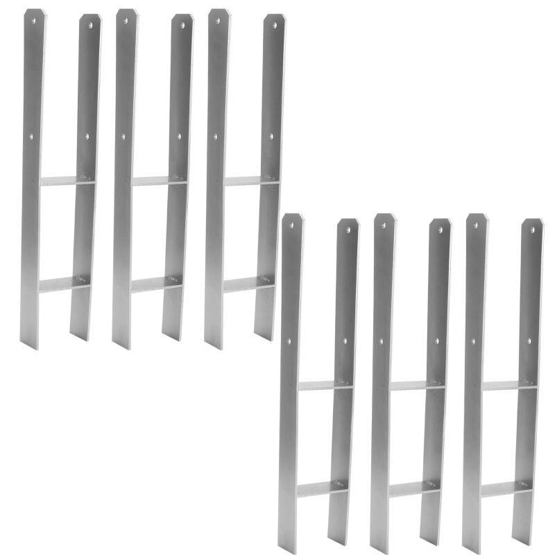 6x 111MM Pfostenanker H-Pfostenträger H-Anker Materialstärke 4.75 mm