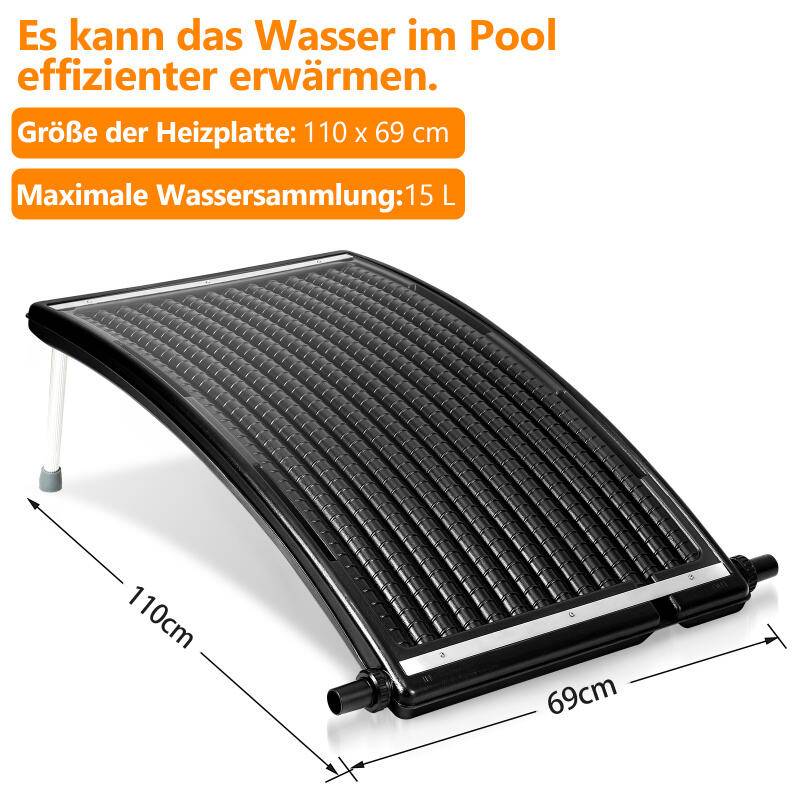 Solarheizung Sonnenkollektor für Schwimmbad Gartendusche Pool Schwarz 2 Stück