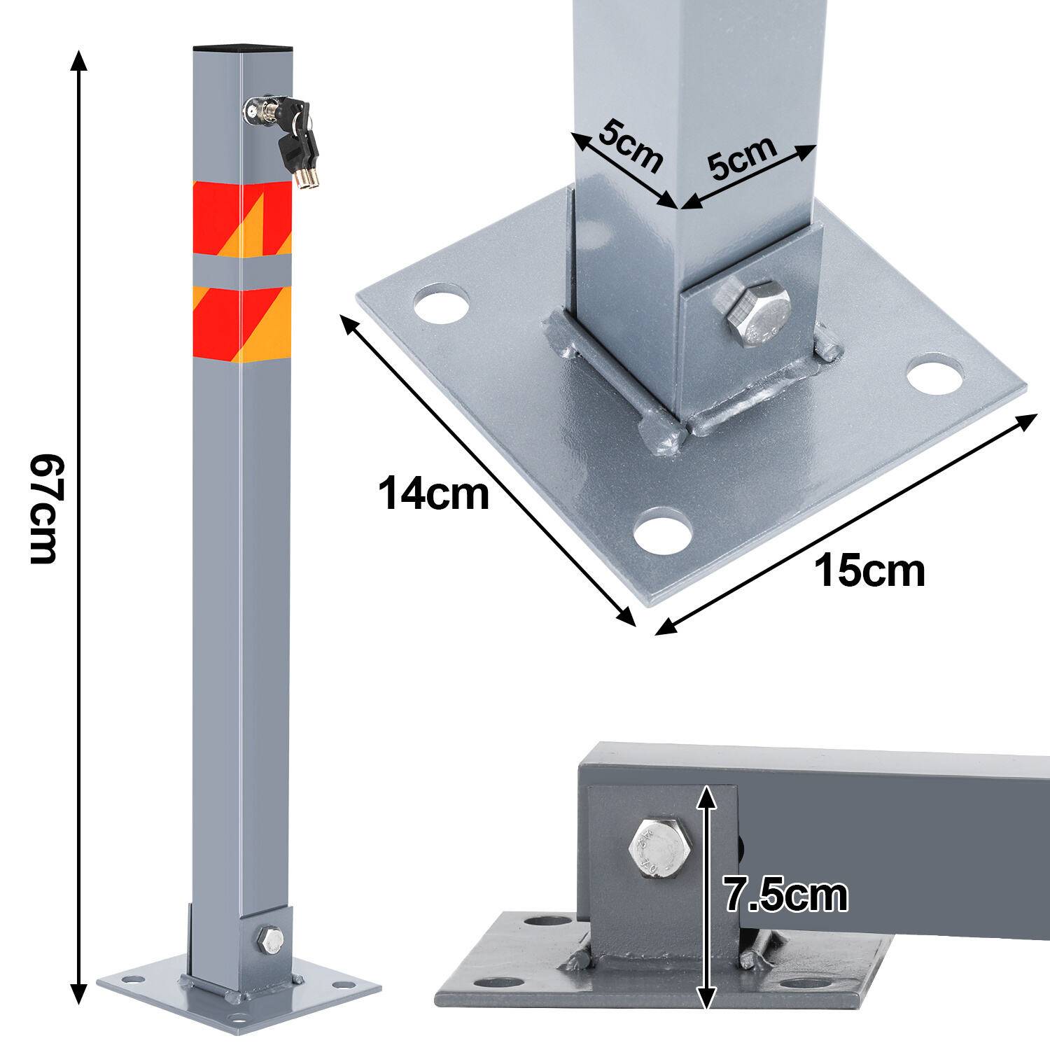 Absperrpfosten 1x Parkplatzsperre Klappbar universell Parkpfosten Absperrung