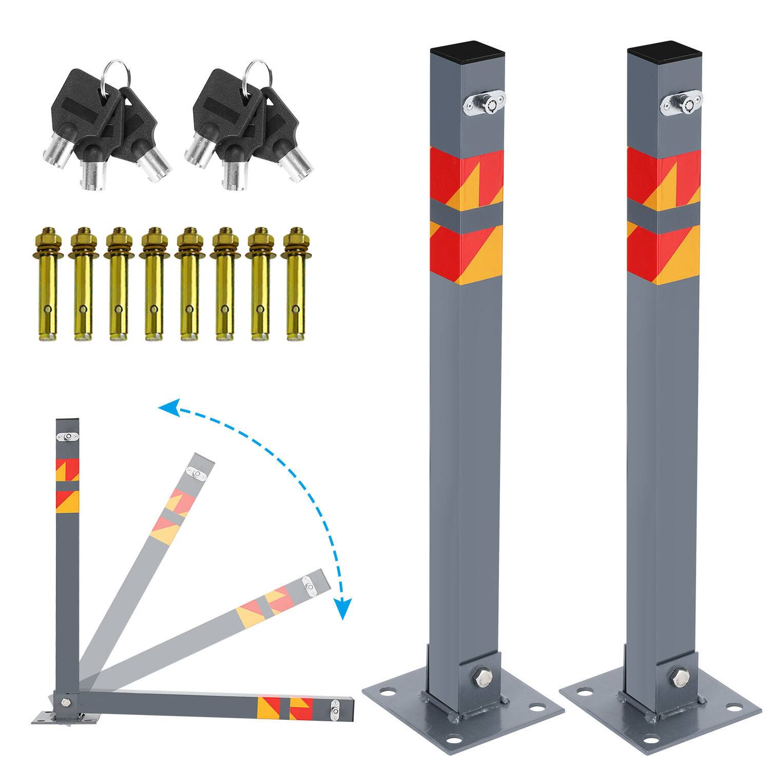 Absperrpfosten 2x Parkplatzsperre Klappbar universell Parkpfosten Absperrung