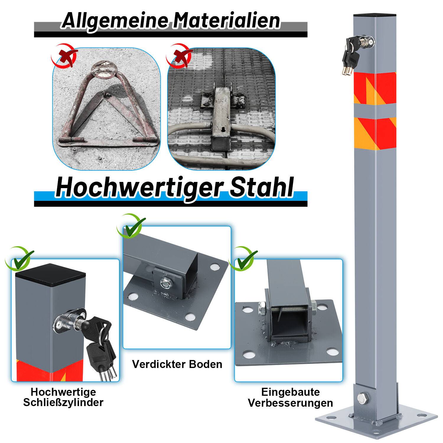Absperrpfosten 2x Parkplatzsperre Klappbar universell Parkpfosten Absperrung