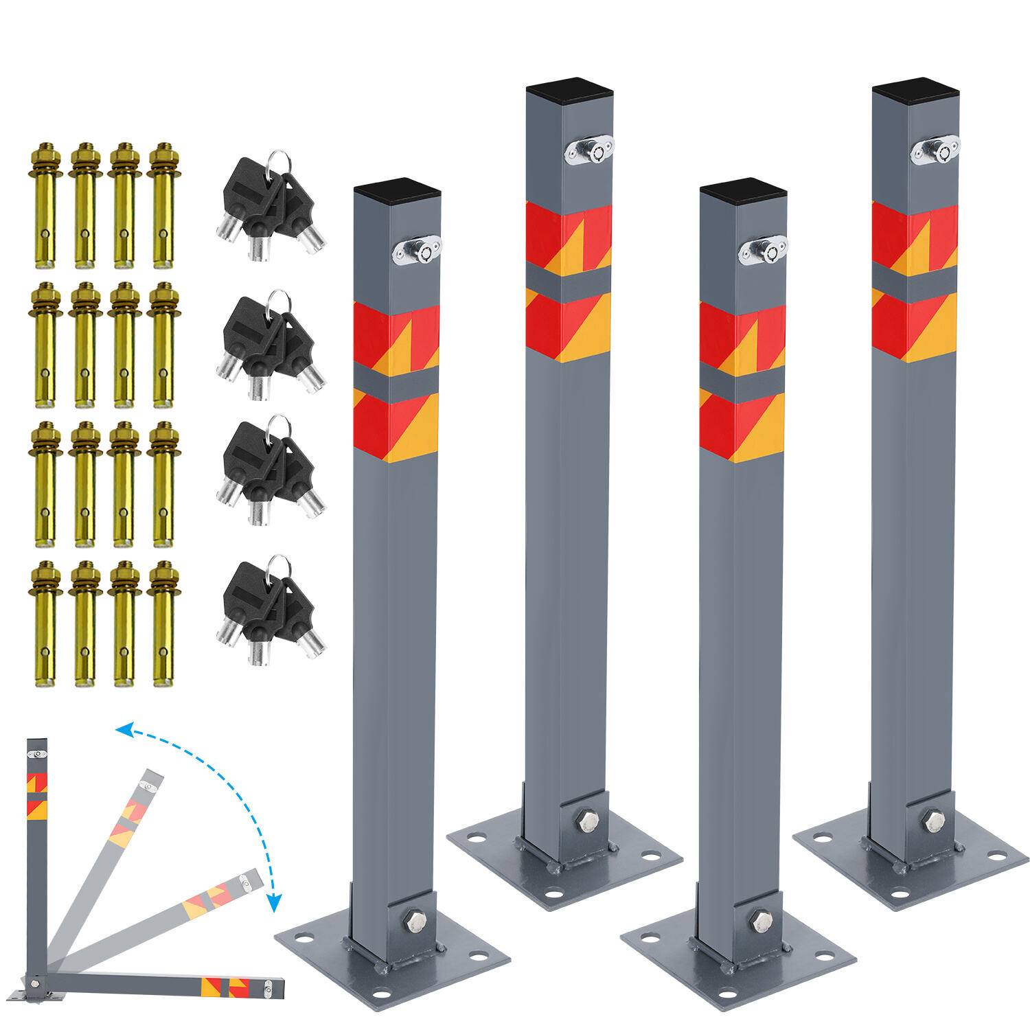 Absperrpfosten 4x Parkplatzsperre Klappbar universell Parkpfosten Absperrung