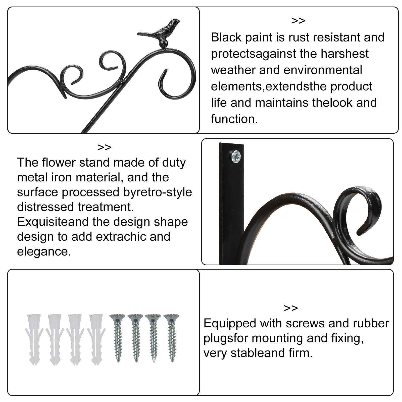Haken Wandhalterung Blumenampel 2 Stück 26cm Metall Wandhaken für Latern Blumenampelhalter Blumenampelhaken Blumenhaken Blumenhaken Laternenhalter