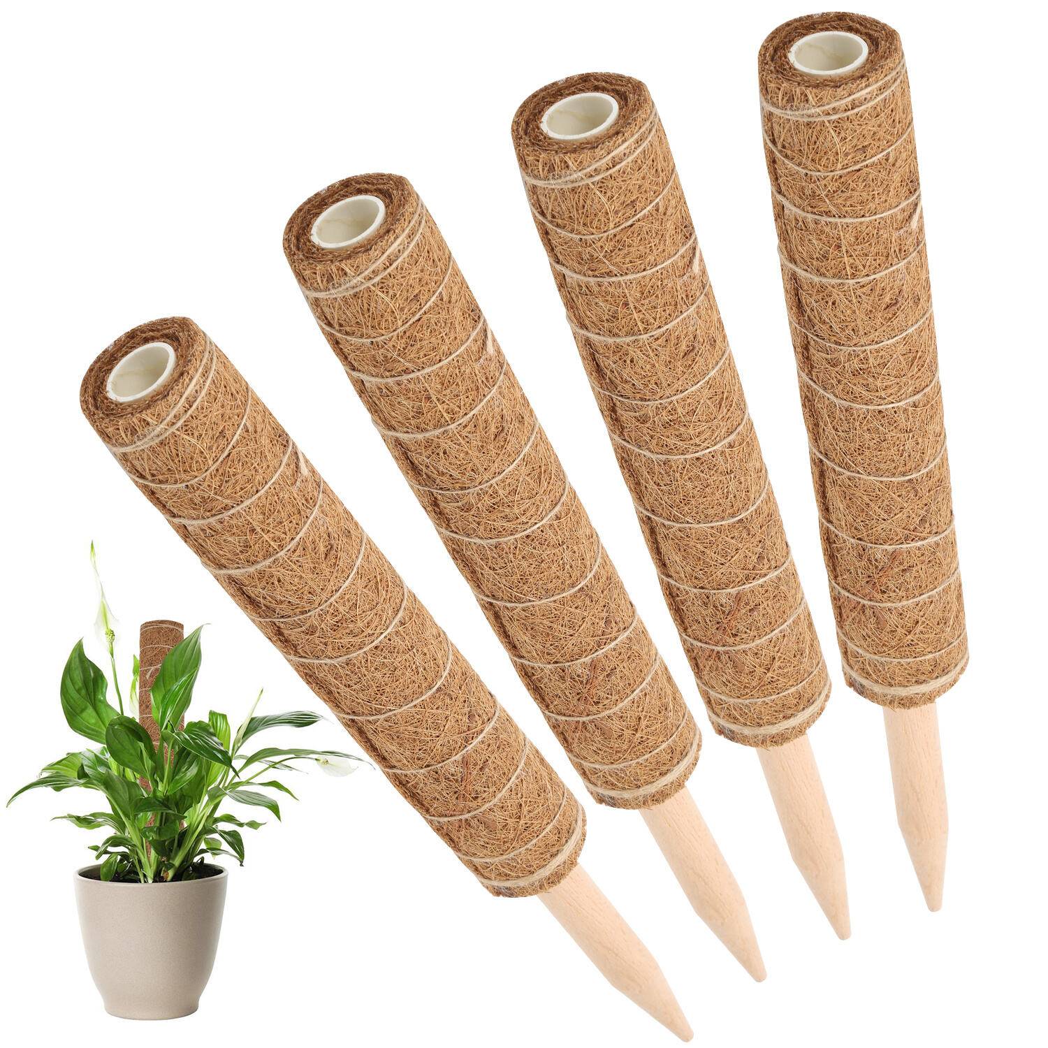 4x Kokos Pflanzstab 40cm Rankstab Moosstab Rankhilfe Kokosfaserstab Kokosstab verlängerbar Haus Garten