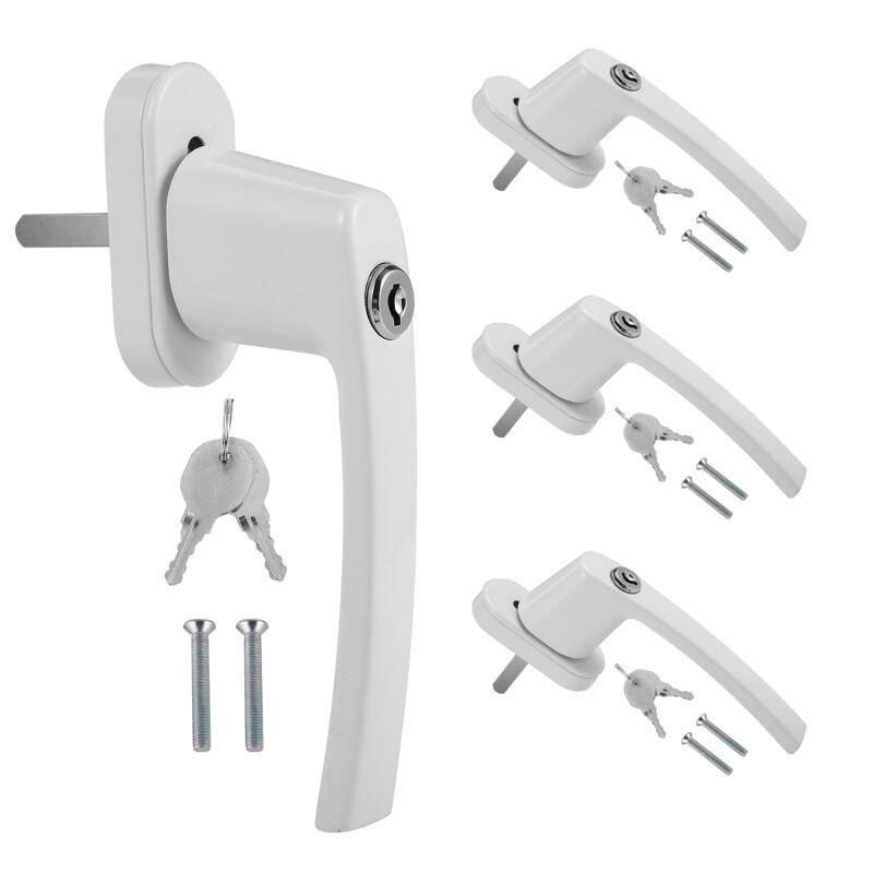 Fenstergriff Fenstergriffe Alu Set Sicherheitsfenstergriff abschließbar Griff 4X weiß