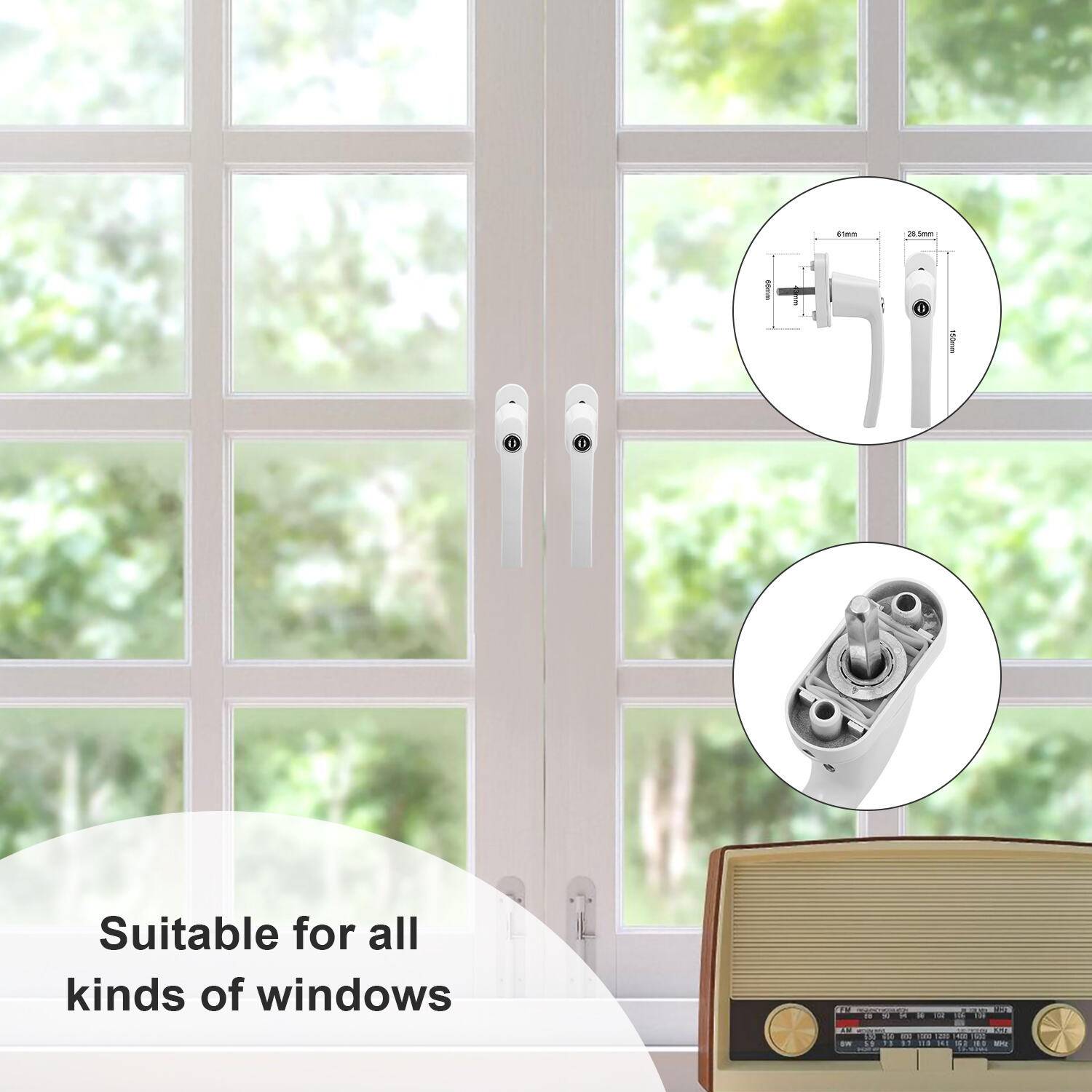 Fenstergriff Fenstergriffe Alu Set Sicherheitsfenstergriff abschließbar Griff 12X weiß