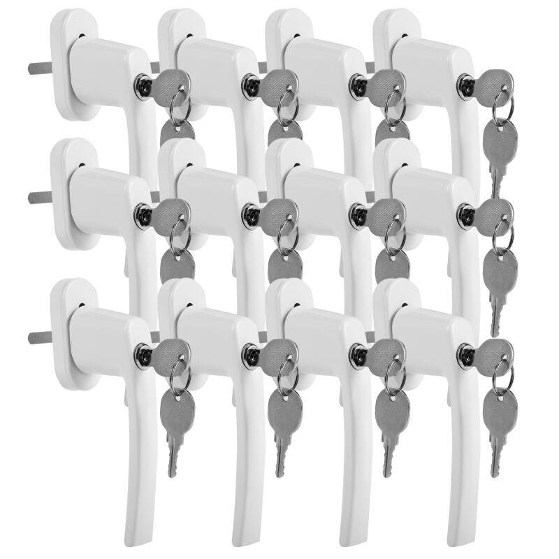 Fenstergriff Fenstergriffe Alu Set Sicherheitsfenstergriff abschließbar Griff 12X weiß