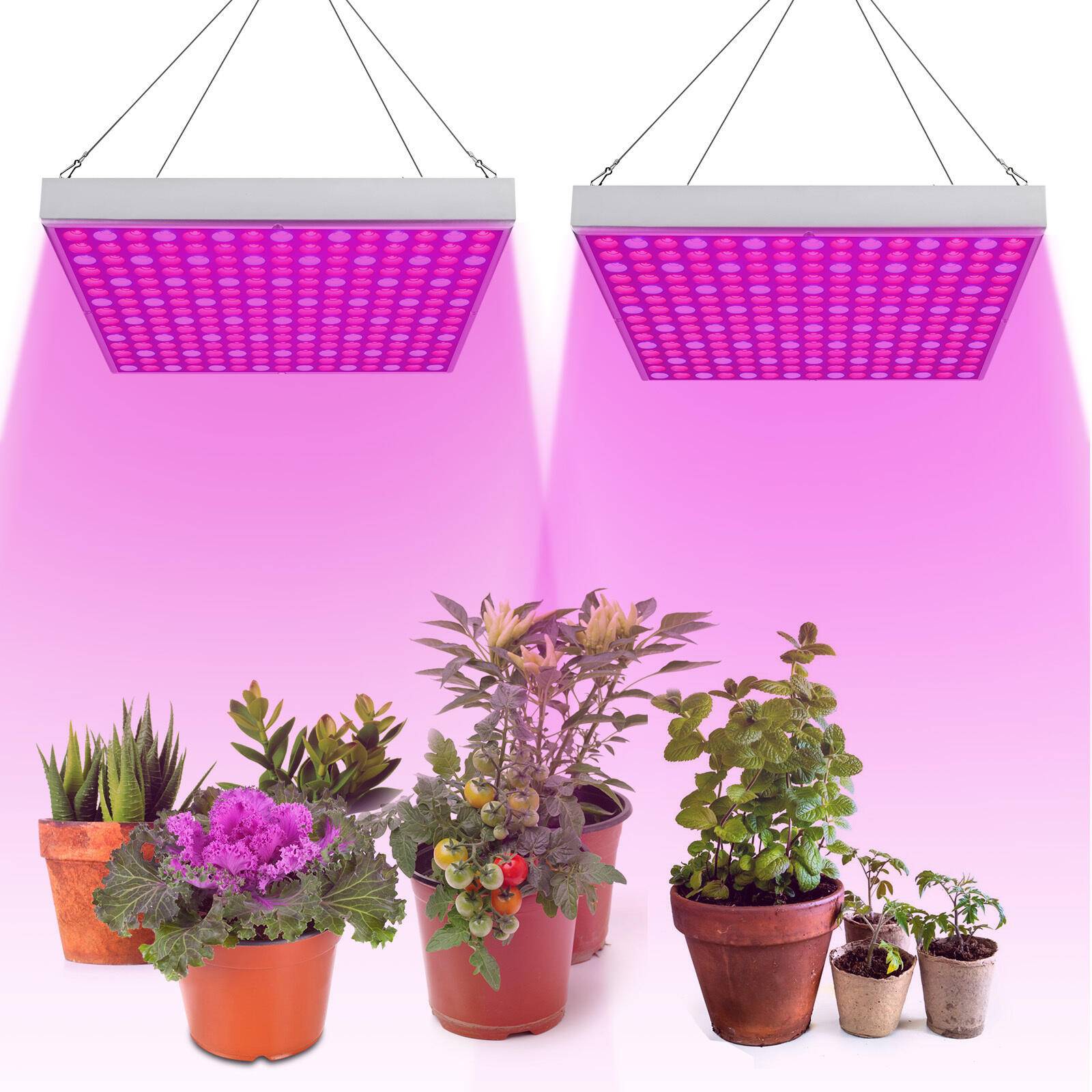 2er Pflanzenlampe Vollspektrum 225 LEDs 15W Pflanzenlicht Zimmerpflanzen Wachstumslampe Grow Lampe