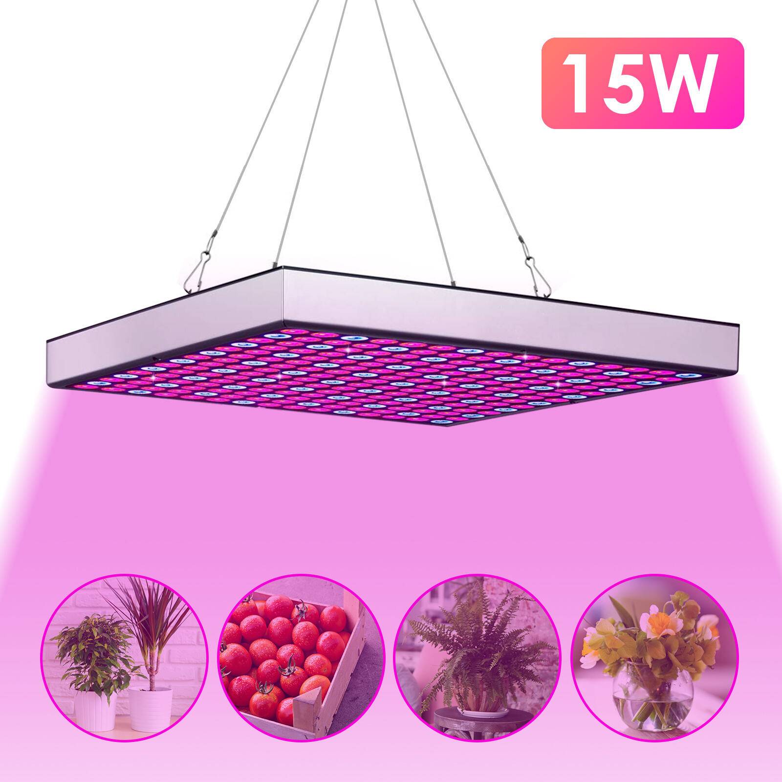 Pflanzenlampe LED Vollspektrum 15W 225LEDs Pflanzenlicht Pflanzenleuchte Wachstumslampe Grow Light für Zimmerpflanzen, Hydroponic, Indoor Seeding