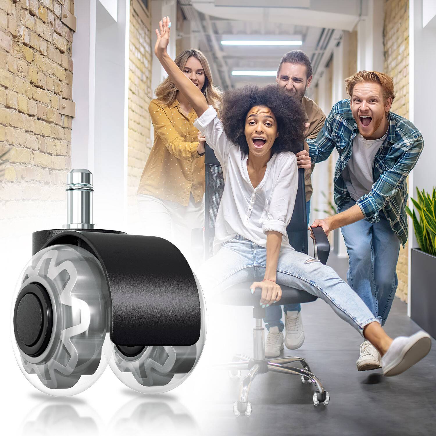 Bürostuhlrollen 20x Stuhlrollen 11x22mm 360 Grad Drehung kratzerfrei für Bürostuhl Gaming-Stuhl