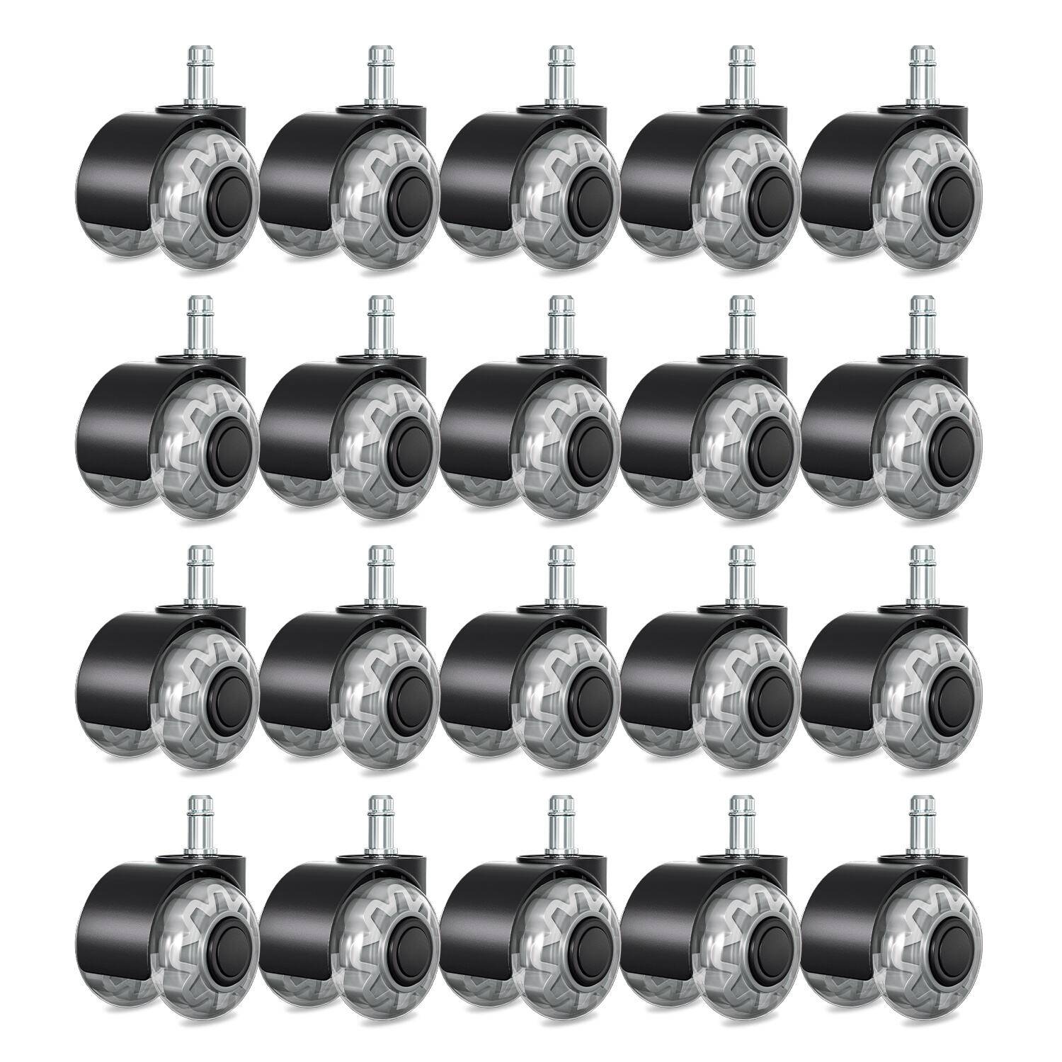 Bürostuhlrollen 20x Stuhlrollen 11x22mm 360 Grad Drehung kratzerfrei für Bürostuhl Gaming-Stuhl
