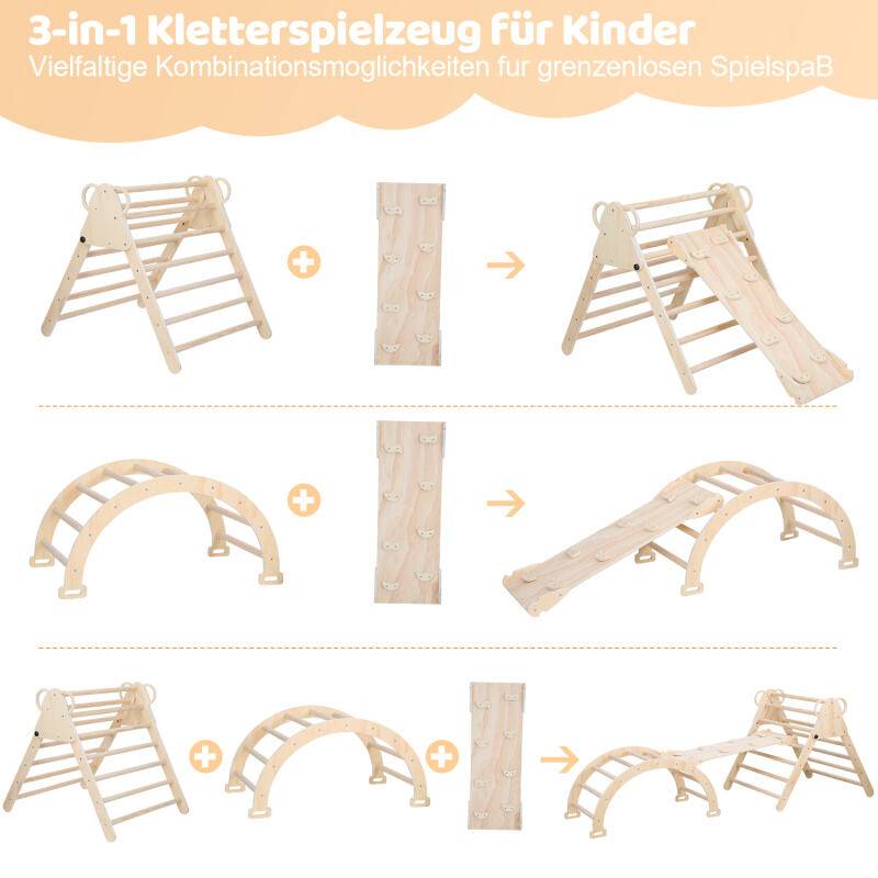 Kletterdreieck Klettergerüst mit Rampe Kletterdreieck Set aus Holz