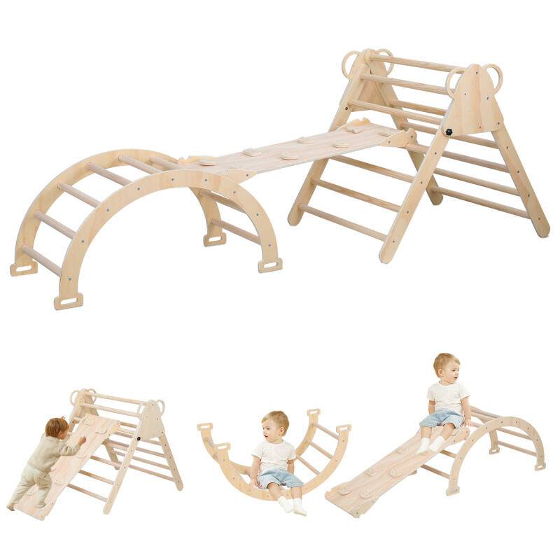 kletterdreieck Klettergerüst Indoor Kletterleiter aus Holz für Kleinkinder ab 2 Jahre