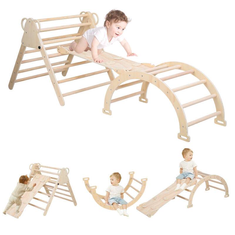 Kletterdreieck Klettergerüst mit Rampe Kletterdreieck Set aus Holz