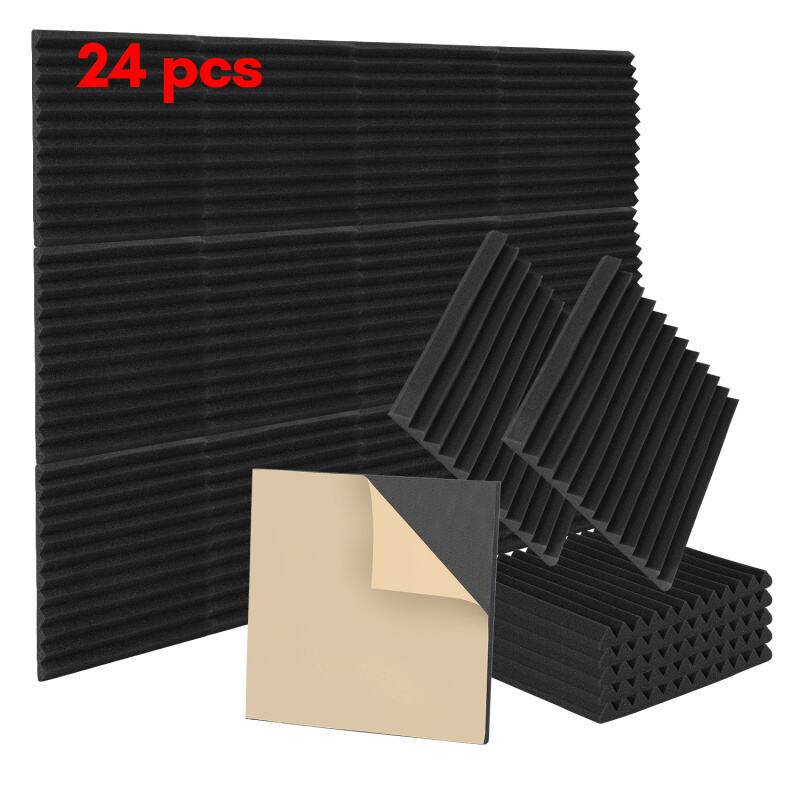 24X Akustikschaumstoff Selbstklebend Schwarz Absorber Dreiecksnut schaumstoffe,30x30x2.5cm