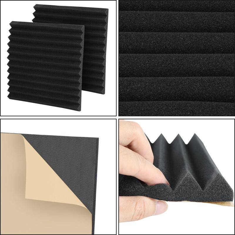 24X Akustikschaumstoff Selbstklebend Schwarz Absorber Dreiecksnut schaumstoffe,30x30x2.5cm