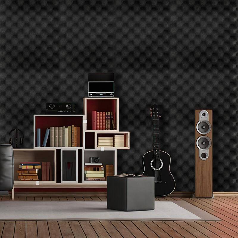 24X Akustikschaumstoff Selbstklebend Schwarz Absorber Wellenmuster schaumstoffe,30x30x2.5cm