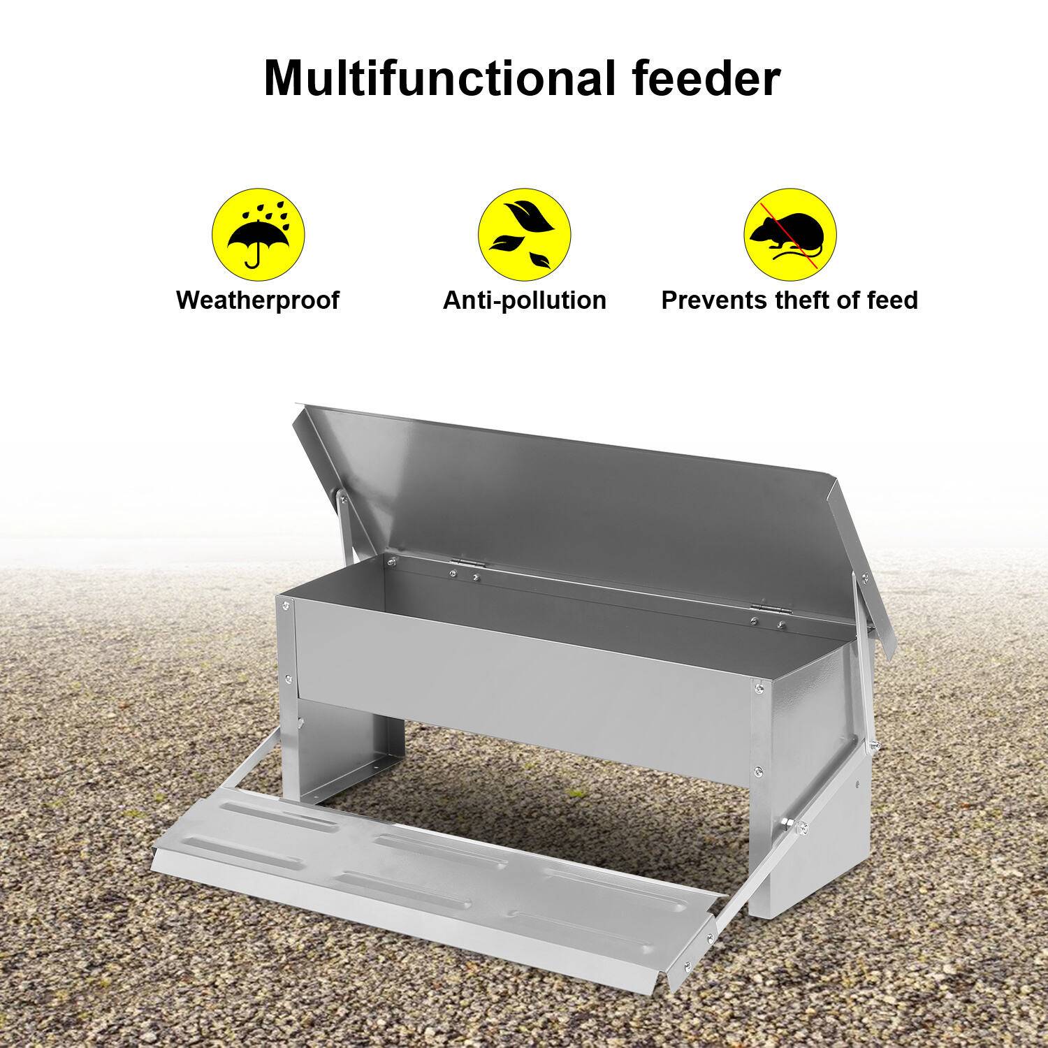 futterautomat hühner Futterspender Geflügel hühnerfutter automat aus Verzinkter Stahl 5KG futterspender mit Automatisches Pedal und Wasserfest gefl