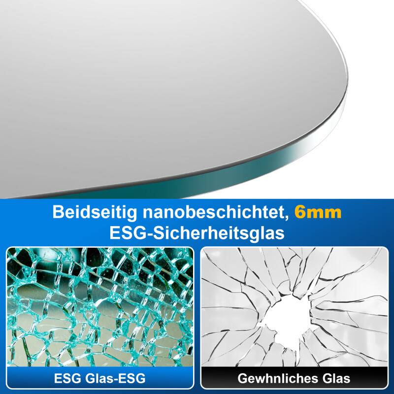 Badewannenaufsatz faltbar Klar NANO Glas ESG 6mm Duschabtrennung für Badewannen 2-teilig faltbar 100*140CM weiß