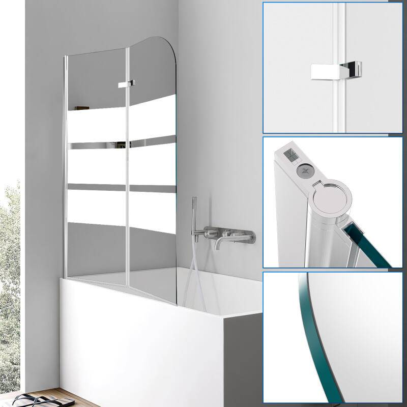 Badewannenaufsatz Duschwand Faltwand Badewanne Duschabtrennung aus 6mm NANO 180° ESG Klar Glas Rechts-und Links montierbar 2-teilig faltbar