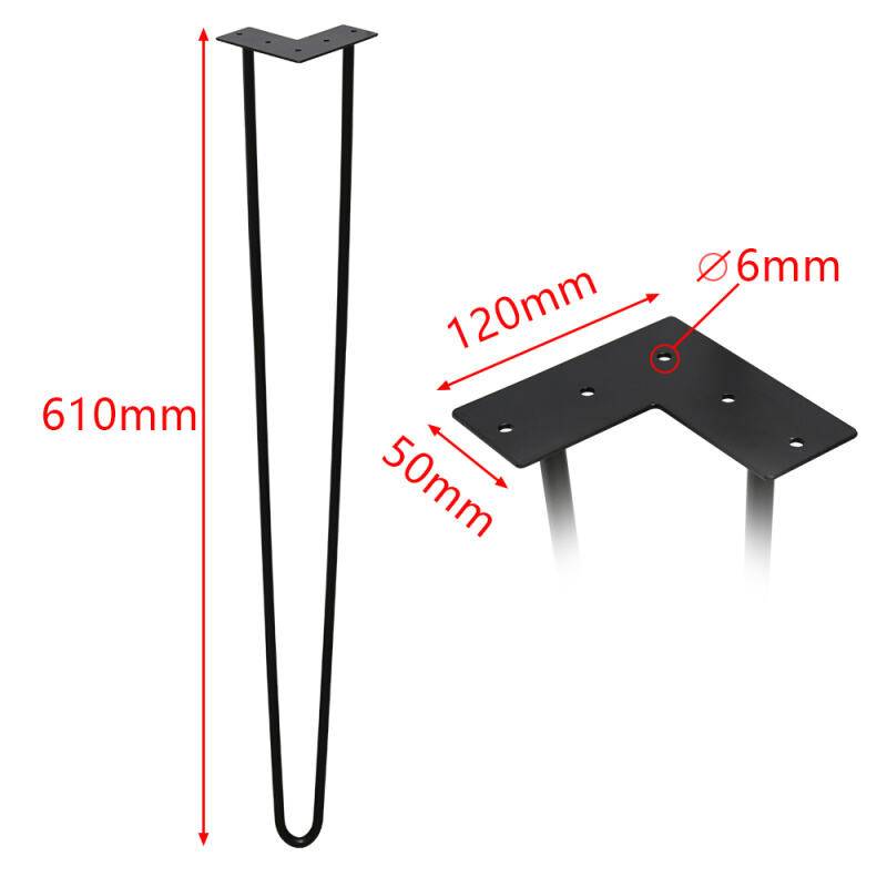 4x Hairpin Legs Tischbeine Stahl DIY Tischkufen Tischbeine Tisch Austauschbare 2 Bügel, 61cm