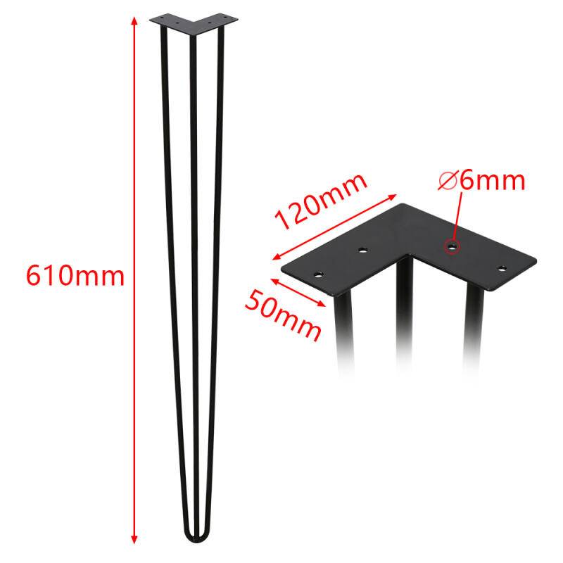 4x Hairpin Legs Tischbeine Stahl DIY Tischkufen Tischbeine Tisch Austauschbare 3 Bügel, 61cm