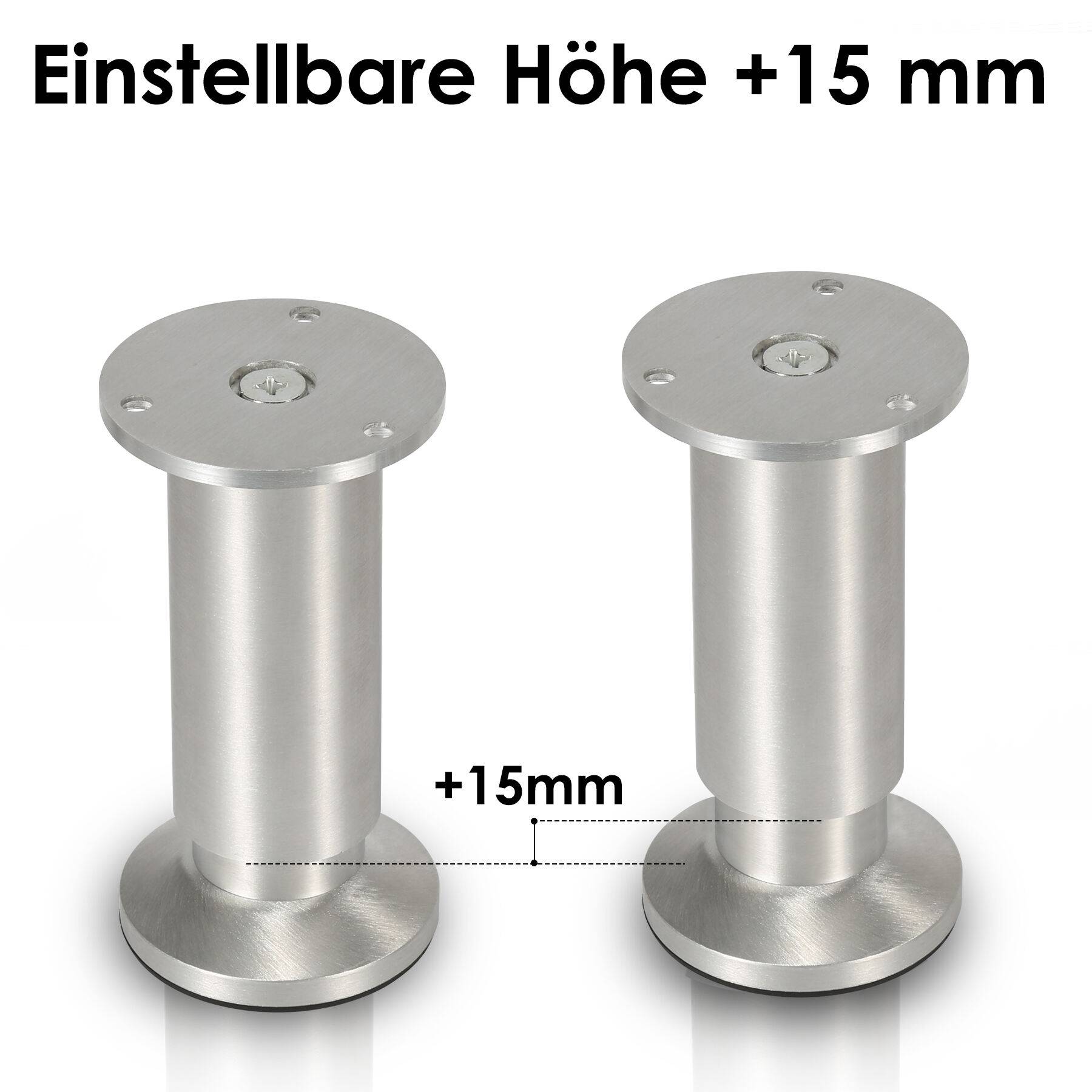 4X Möbelfüße Sockelfüße Sockelfüße Stellfuß Couchfüße Möbelfuß Verstellbar-Aluminium-80mm