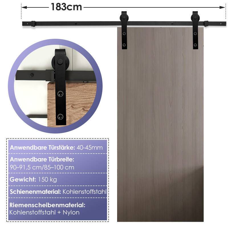 Schiebetürsystem Bodenführungsrolle Laufschiene Schiebetürbeschlag—Stripes—183cm