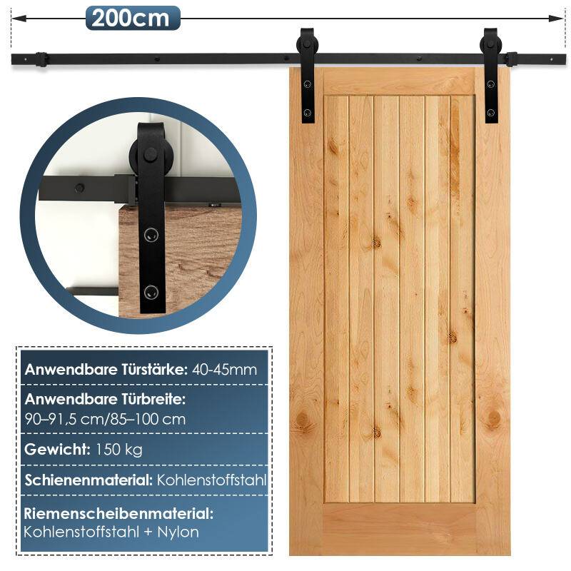 Schiebetürsystem Bodenführungsrolle Laufschiene Schiebetürbeschlag—Stripes—200cm