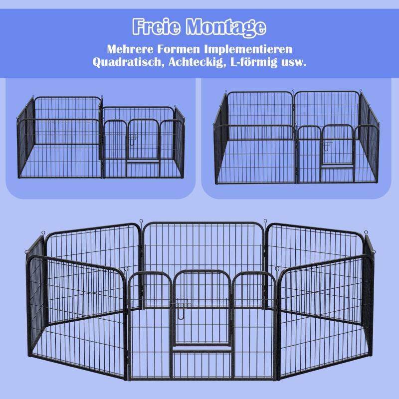 Welpenauslauf Mit Dach Tierlaufstall Welpenlaufstall Hundekäfig, Freilaufgehege mit Tür,8 stück 60x80,Hält was aus Mit kleinen tieren funktioniert