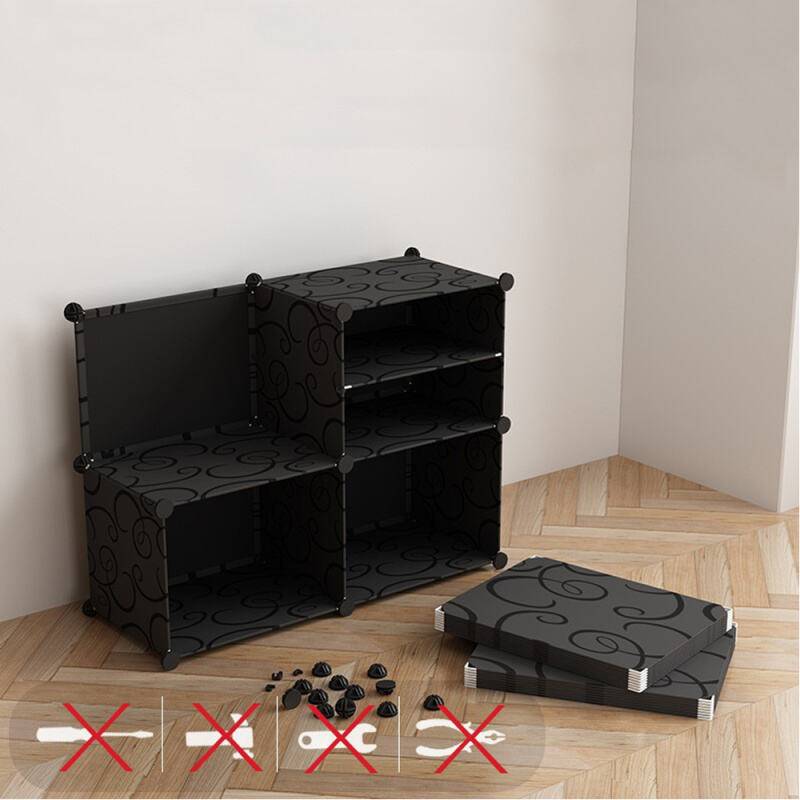 Regalsystem Kleiderschrank Kleiderschrank DIY Kunststoff Garderobe für Miethaus Stapelbar 16 Boxen/Dekor bedruckt