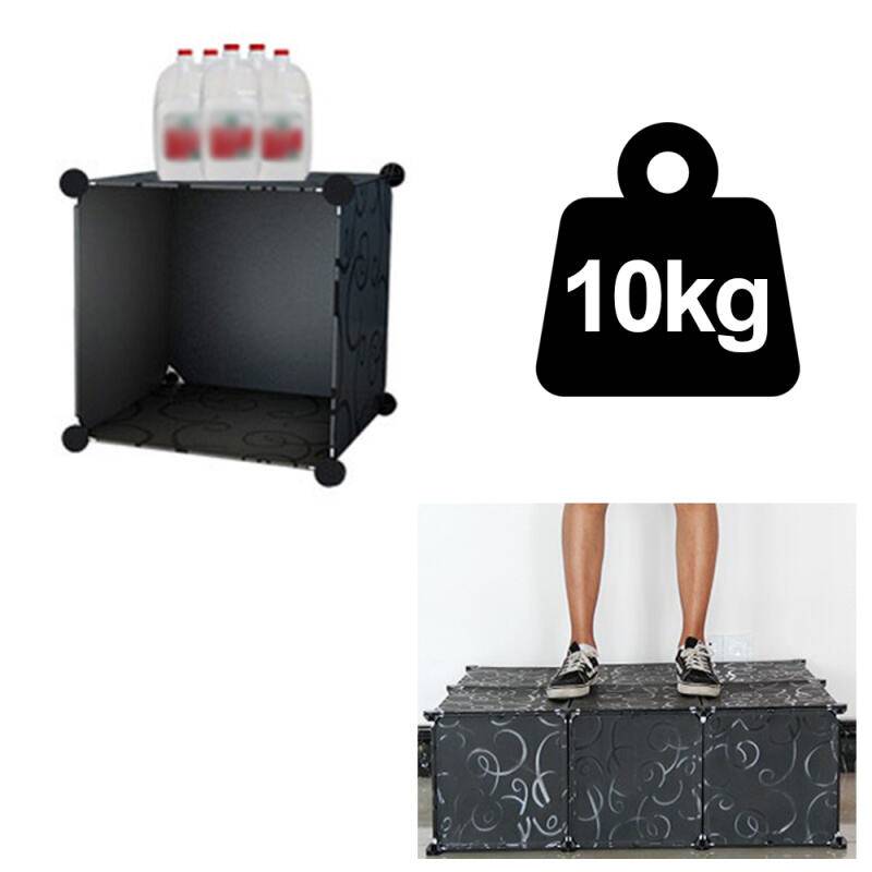 Regalsystem Kleiderschrank Kleiderschrank DIY Kunststoff Garderobe für Miethaus Stapelbar 16 Boxen/Dekor bedruckt