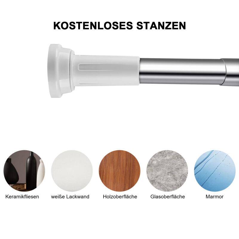 Duschvorhangstange Teleskopstange Edelstahl Klemmstange Ohne Bohren 70-120cm
