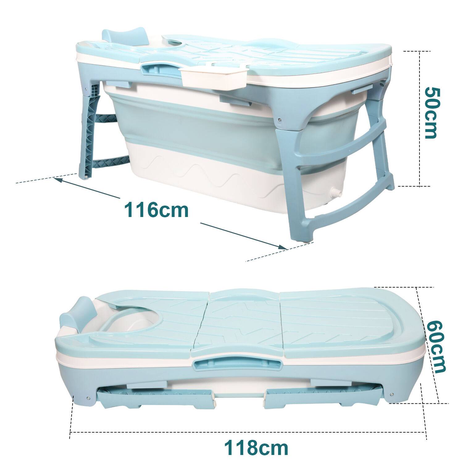 Badewanne Erwachsene Mobile einweichende Dusche, zusammenklappbare Platzsparend SPA für kleine Bäder Spa 118x60x50cm