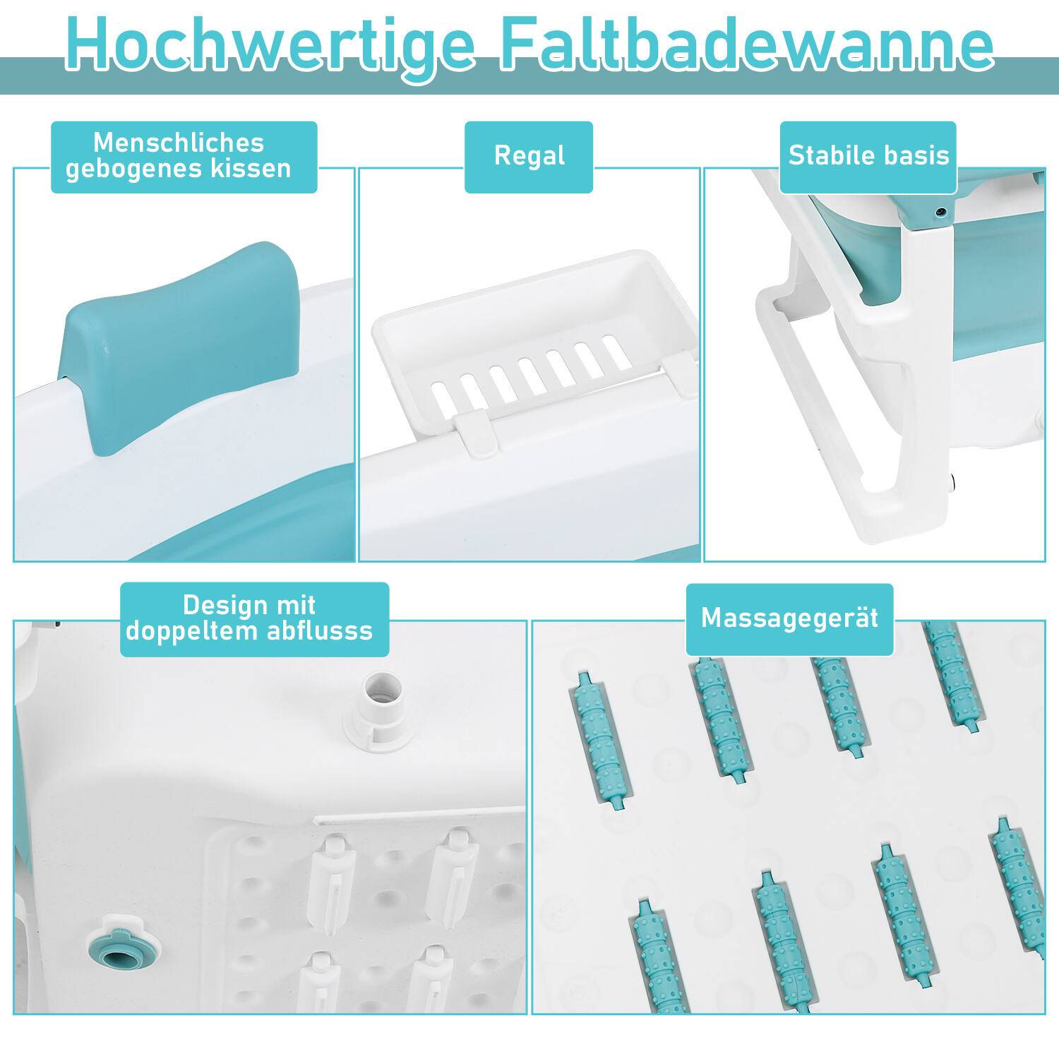 Badewanne Erwachsene Mobile einweichende Dusche, zusammenklappbare Platzsparend SPA für kleine Bäder Spa 132x60x50cm