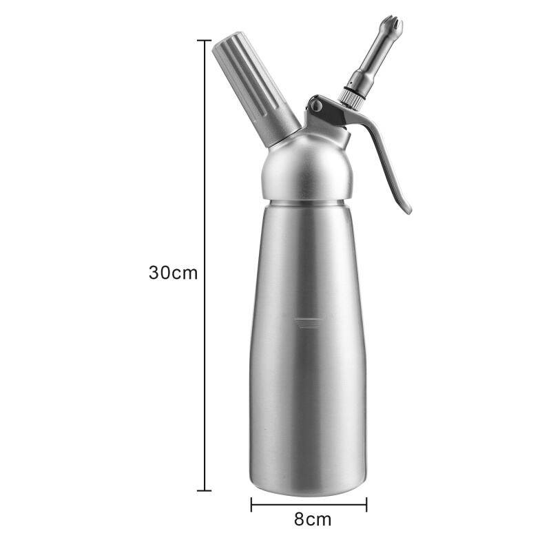 Sahnespender 0,5 L Aluminium Sahnesyphon Mit 3 Edelstahl Deko-Düsen und Reinigungbürste für die Zubereitung von Schlagsahne, Creme, Mousse N2O Sahn