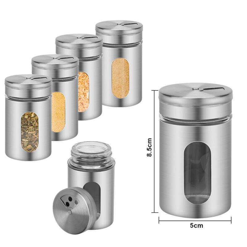 Gewürzstreuer, 12er Set, Salz & Pfeffer,80ml Glas-Gewürzgläser mit Sichtfenster & 3 Streugrößen zur Aufbewahrung von Gewürze ,Silber