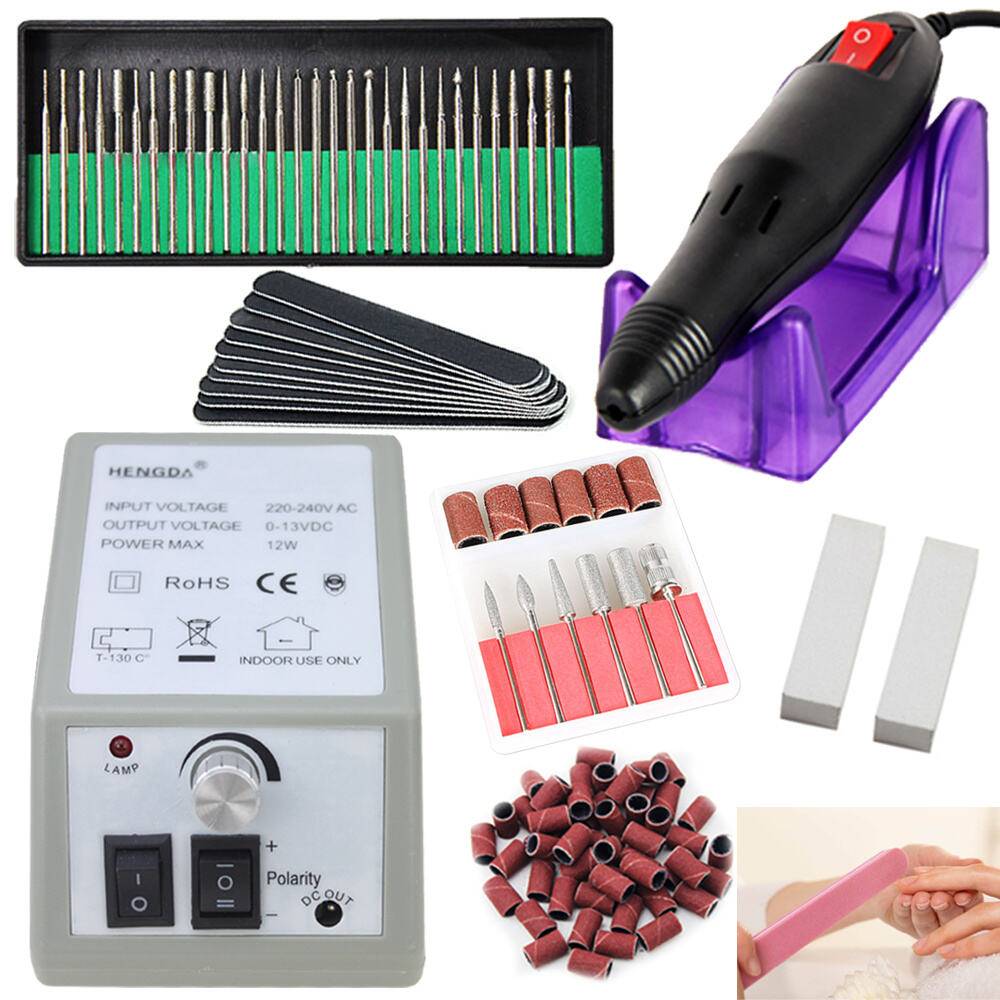 Nagelfräser Schleifgerät set Nailart Nagelschleifer Maniküre & Pediküre Set Nagelfräser Grau