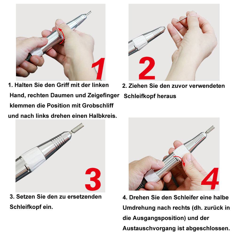 Nagelfräser Schleifgerät set Nailart Nagelschleifer Maniküre & Pediküre Set Nagelfräser Rosa