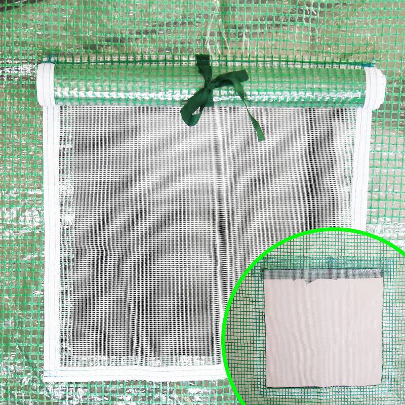 Foliengewächshaus Gewächshaus für Tomaten 200 x 80 x 170/140cm (LxBxH) , mit Gitternetzfolie und Fernster für Garten zur Aufzucht, Grün