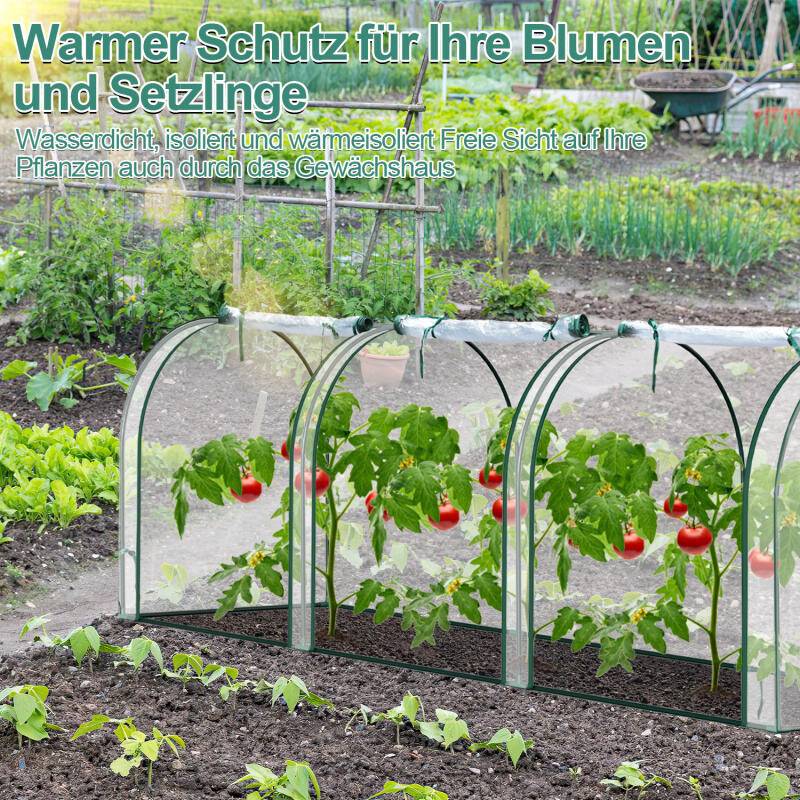 Foliengewächshaus, Gewächshaus, Treibhaus mit Tür, Frühbeet, Pflanzenhaus, Pflanzenaufzucht, Folie, Stahl, transparent, 270 x 90 x 90 cm