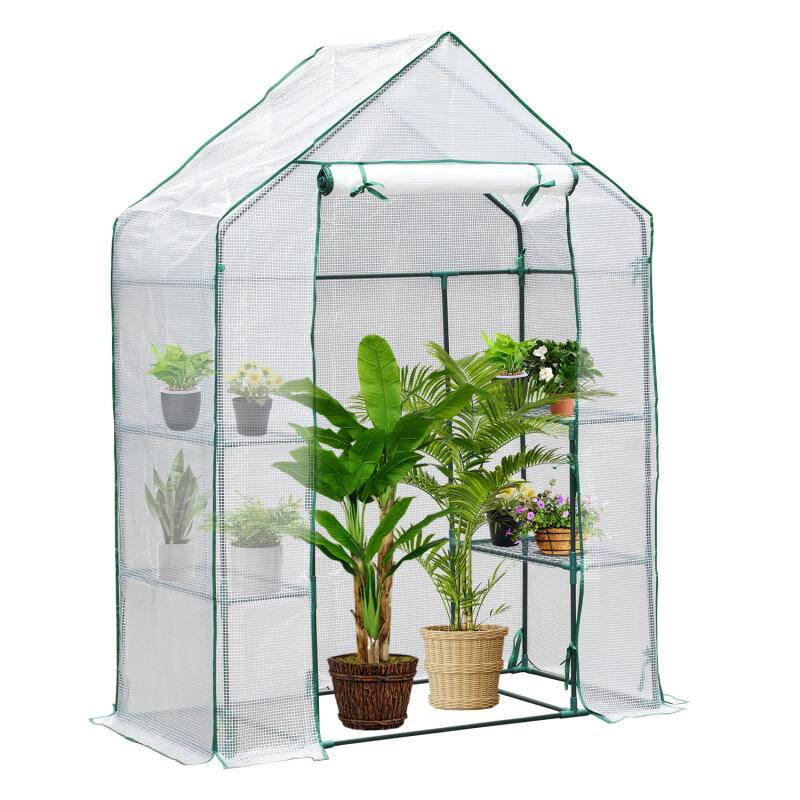Foliengewächshaus Tomatengewächshaus 143x73x195 cm Gewächshaus Treibhaus,weiß Mehrweg