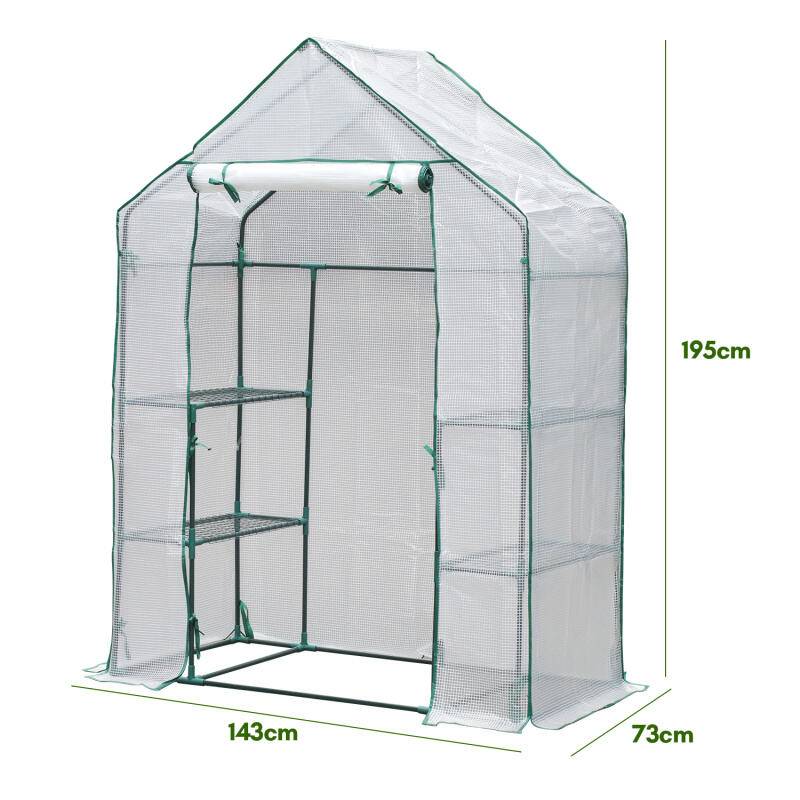 Foliengewächshaus Gewächshaus für Tomaten, mit Gitternetzfolie für Garten zur Aufzucht, Mehrweg,weiß.143x73x195 cm