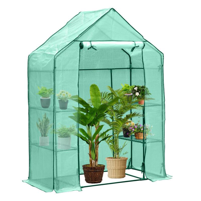 Foliengewächshaus Tomatengewächshaus 143x73x195 cm Gewächshaus Treibhaus,Grün Mehrweg